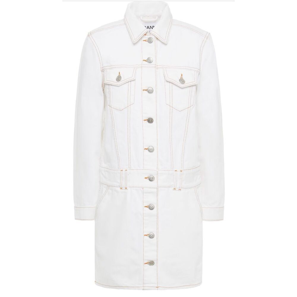 Ganni Bright White Denim Mini Dress NWT Size 40/ US 8/10